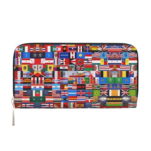 WZYCWB Verschiedene Flaggen Bedruckte Geldbörse mit Reißverschluss, perfekt für Reisen, Business und den Alltag. Hält Handys und Bargeld. von WZYCWB