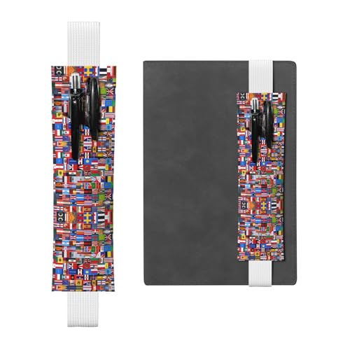 WZYCWB Verschiedene Flaggen Tagebuch Federmäppchen, PVC-Stifthalter und Stifthalter mit Gummibändern und Lesezeichen sind die beste Geschenkwahl., weiß, Einheitsgröße von WZYCWB