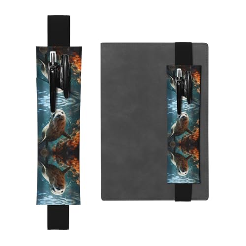 WZYCWB Versiegeln Sie den Welpe im Wasser bedruckten großen PVC-Stifthalter + kreatives Tagebuch-Stifttaschen-Set mit Gummiband, rutschfestes Design von WZYCWB