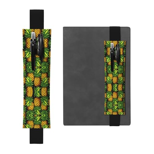 WZYCWB Viele Ananas-bedruckte große Kapazität PVC-Stifthalter + kreatives Tagebuch-Stifttaschen-Set mit Gummiband, Anti-Rutsch-Design von WZYCWB