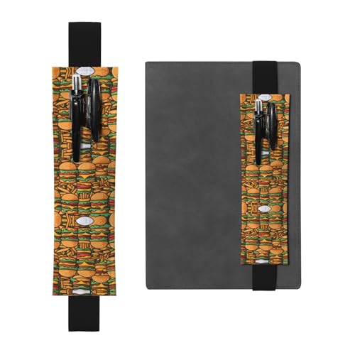 WZYCWB Viele niedliche Burger bedruckte große Kapazität PVC-Stifthalter + kreatives Tagebuch Stiftebeutel Set mit Gummiband Anti-Rutsch-Design von WZYCWB