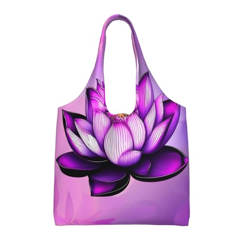 WZYCWB Violette Leinentasche mit Lotusdruck, modische Alltagstasche, geeignet für den täglichen Gebrauch und zum Einkaufen WZYCWB Violette Leinentasche mit Lotusdruck, modische Alltagstasche, geeignet für den täglichen Gebrauch und zum Einkaufen von WZYCWB