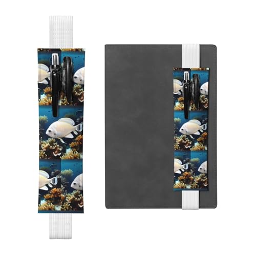 WZYCWB Weiß-goldene Fischtagebuch-Federmäppchen, PVC-Stifthalter und Stifthalter mit Gummibändern und Lesezeichen sind die beste Geschenkwahl. von WZYCWB