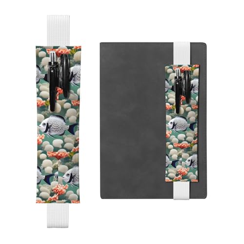WZYCWB Weiße Federmäppchen mit tropischen Fischen, PVC-Stifthalter und Stifthalter mit elastischen Bändern und Lesezeichen sind die beste Geschenkidee. von WZYCWB