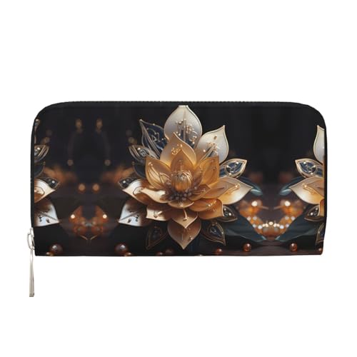 WZYCWB Weiße zarte Lotusblüte bedruckte Geldbörse mit Reißverschluss, perfekt für Reisen, Business und den Alltag. Hält Handys und Bargeld. von WZYCWB