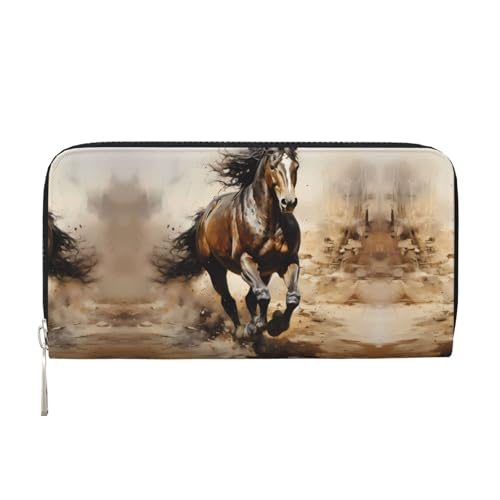 WZYCWB Western Horse bedruckte Geldbörse mit Reißverschluss, perfekt für Reisen, Business und den Alltag. Hält Handys und Bargeld. von WZYCWB