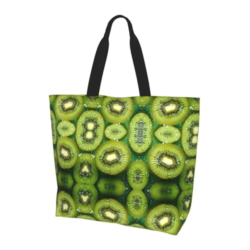 WZYCWB Wiederverwendbare Einkaufstasche mit einer Schulter, Kiwi-Obst, für Damen, eine Schulter, lässige Mehrzweck-Tragetasche, große Einkaufstasche von WZYCWB