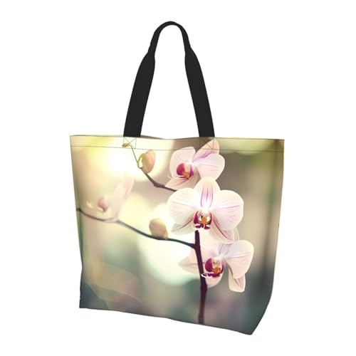 WZYCWB Wiederverwendbare Einkaufstasche mit einer Schulter an Orchidee Damen One Shoulder Casual Tote Bag Mehrzweck-Einkaufstasche von WZYCWB