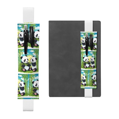WZYCWB Zwei Happy Pandas Diary Federmäppchen, PVC-Stifthalter und Stifthalter mit Gummibändern und Lesezeichen sind die beste Geschenkwahl. von WZYCWB