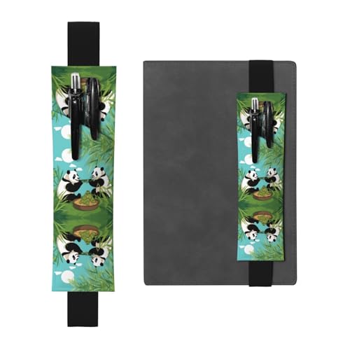 WZYCWB Zwei niedliche große Pandas bedruckte große Kapazität PVC-Stifthalter + kreatives Tagebuch Stiftetasche Set mit Gummiband Anti-Rutsch-Design von WZYCWB