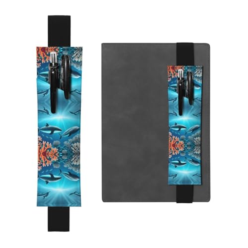 Wale unter dem Meer bedruckter großer Kapazität PVC-Stifthalter + kreatives Tagebuch-Stifttaschen-Set mit Gummiband, Anti-Rutsch-Design von WZYCWB