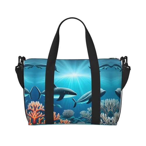 Whales Under the Sea Damen Handtasche Crossbody Reisetasche Casual Handtasche mit Reißverschluss Geeignet für Arbeit, Reisen, Fitness, Reisen von WZYCWB