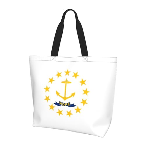 Wiederverwendbare Einkaufstasche mit einer Schulter, Rhode Island State Flagge, Damen, eine Schulter, lässige Tragetasche, Mehrzweck-Einkaufstasche Wiederverwendbare Einkaufstasche mit einer Schulter, Rhode Island State Flagge, Damen, eine Schulter, lässige Tragetasche, Mehrzweck-Einkaufstasche von WZYCWB