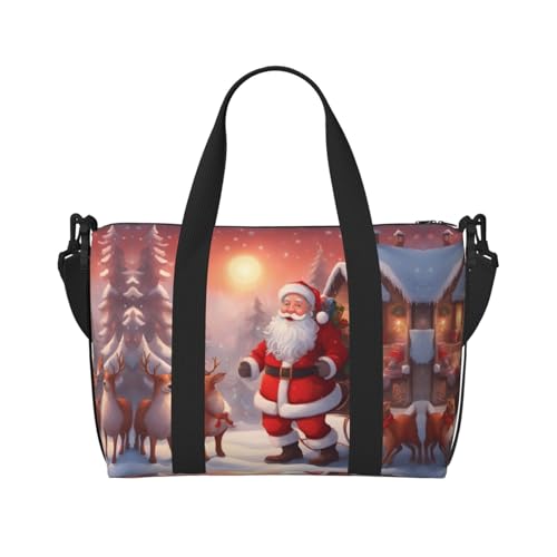 Winter Santa Claus Damen Handtasche Crossbody Reisetasche Casual Handtasche mit Reißverschluss Geeignet für Arbeit Reisen Fitness Reisen Schwarz Einheitsgröße von WZYCWB