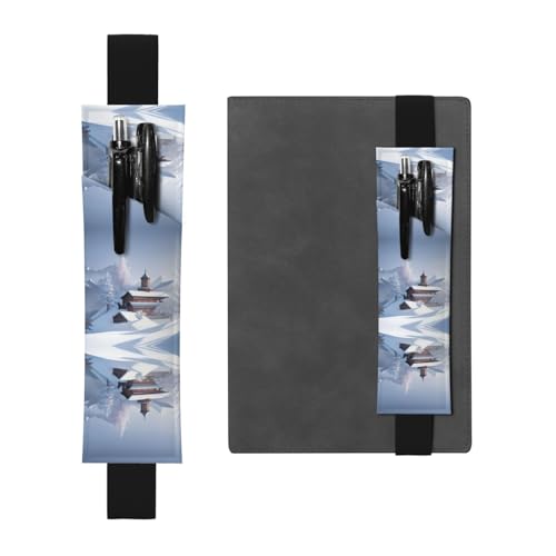 Winterlandschaft gedruckt große Kapazität PVC Stifthalter + Kreatives Tagebuch Stifttasche Set mit Gummiband Anti-Rutsch-Design von WZYCWB