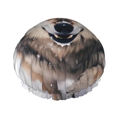 Wölfe Doppelschichtige Damen-Duschhaube, wiederverwendbar, großes Design, geeignet für alle Haarlängen, geeignet für Mädchen, Spa und Heimsalon. von WZYCWB