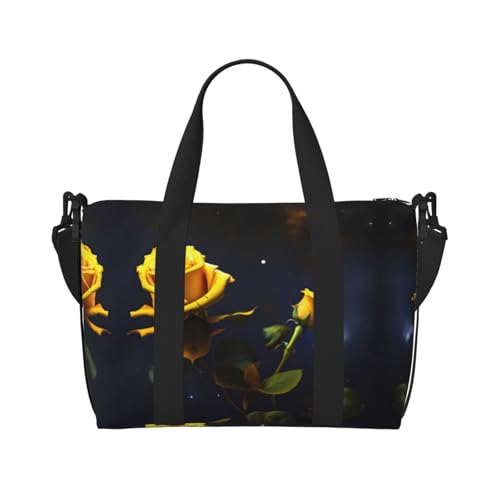 Yellow Roses Starry Night Damen Handtaschen Crossbody Reisetasche Casual Handtasche mit Reißverschluss Geeignet für Arbeit Reisen Fitness Reisen von WZYCWB