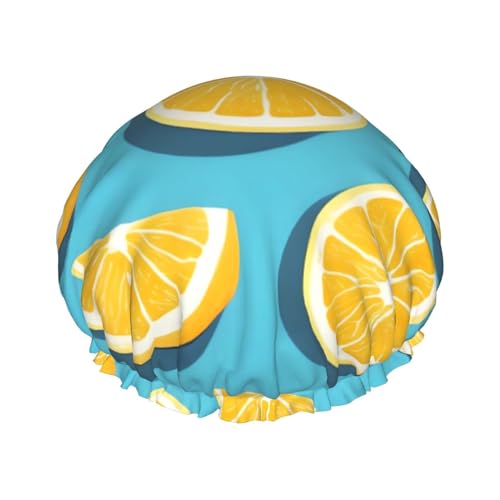 Zitronenkeile, doppellagig, Damen-Duschhaube, wiederverwendbar, großes Design, geeignet für alle Haarlängen, geeignet für Mädchen, Spa und Heimsalon. von WZYCWB