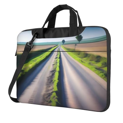 WZYWHJ 14 Zoll Ungleichmäßige Landstraße bedruckte Laptoptasche – mit weicher Innenseite, mehreren Taschen – ideal für Männer, Reisen und Business von WZYWHJ