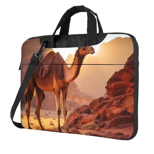 WZYWHJ 35,6 cm (14 Zoll) Camel in the Desert bedruckte Laptoptasche – mit weichem Innenfutter, mehreren Taschen – ideal für Männer, Reisen und Business von WZYWHJ