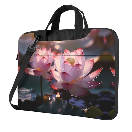 WZYWHJ 39.6 cm The Lotus in Full Bloom bedruckte Laptoptasche – mit weichem Innenfutter, mehreren Taschen – ideal für Männer, Reisen und Business von WZYWHJ