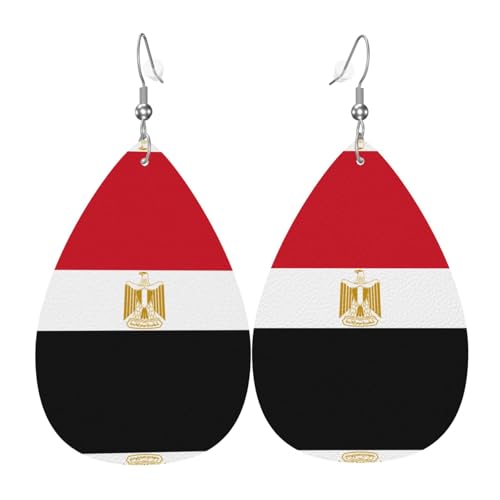 WZYWHJ Ägyptische Flagge Bild Damen Leder Ohrringe Einfache Wassertropfen Anhänger Mode Urlaub Geschenk von WZYWHJ