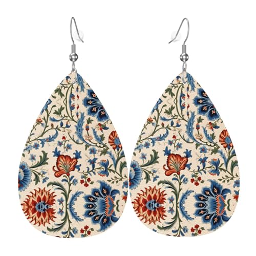 WZYWHJ Antike orientalistische Kunst Bild Damen Leder Ohrringe Einfache Wassertropfen Anhänger Mode Urlaub Geschenk von WZYWHJ