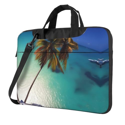WZYWHJ Beach Coconut Sunshine Prints Laptoptasche – mit weichem Innenfutter, mehreren Taschen – ideal für Herren, Reisen und Business, Schwarz, 14 Zoll WZYWHJ Beach Coconut Sunshine Prints Laptoptasche – mit weichem Innenfutter, mehreren Taschen – ideal für Herren, Reisen und Business, Schwarz, 14 Zoll von WZYWHJ