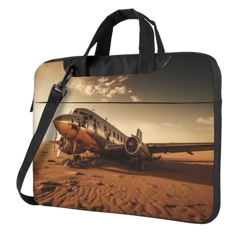 WZYWHJ Bedruckte Laptoptasche mit zerfallendem Flugzeug – mit weichem Innenfutter, mehreren Taschen – ideal für Männer, Reisen und Business, Schwarz, 15.6 inch von WZYWHJ
