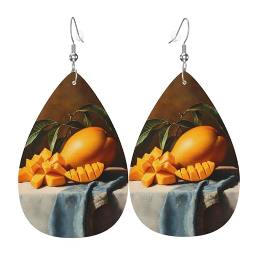 WZYWHJ Big Mango Prints Damen Leder Ohrringe Einfache Wassertropfen Anhänger Mode Urlaub Geschenk von WZYWHJ