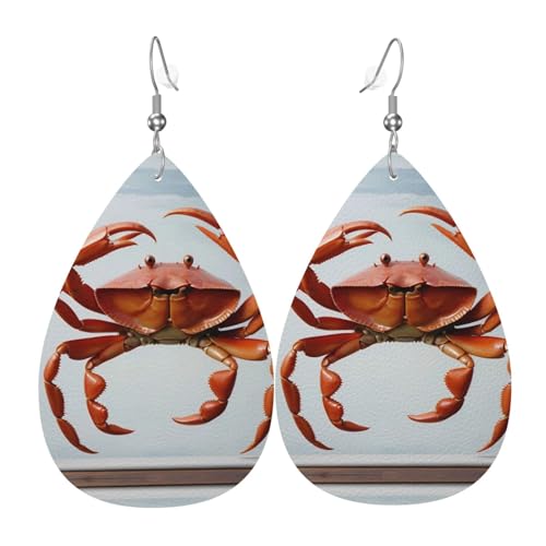 WZYWHJ Big Red Crab Prints Damen Leder Ohrringe Einfache Wassertropfen Anhänger Mode Urlaub Geschenk WZYWHJ Big Red Crab Prints Damen Leder Ohrringe Einfache Wassertropfen Anhänger Mode Urlaub Geschenk von WZYWHJ