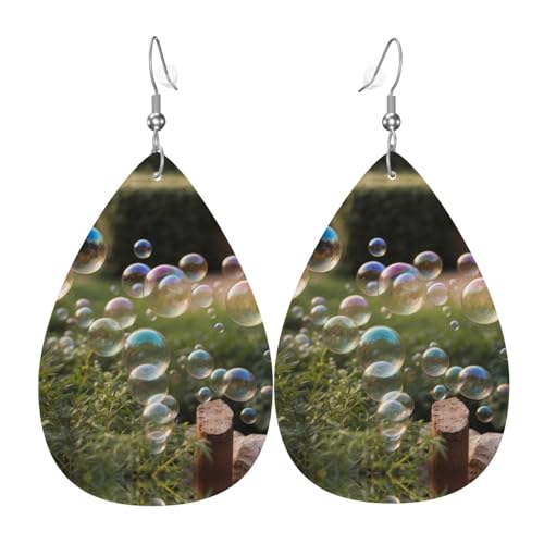 WZYWHJ Blasen im Garten Bild Damen Leder Ohrringe Einfache Wassertropfen Anhänger Mode Urlaub Geschenk von WZYWHJ