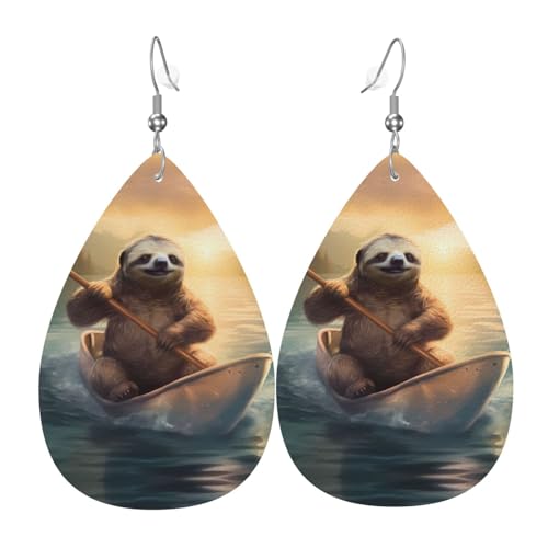 WZYWHJ Bootsfaulheit Bild Damen Leder Ohrringe Einfache Wassertropfen Anhänger Mode Urlaub Geschenk von WZYWHJ