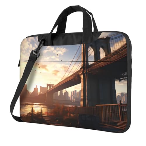 WZYWHJ Brooklyn Bridge Prints Laptoptasche – mit weichem Innenfutter, mehreren Taschen – ideal für Herren, Reisen und Business, Schwarz, 13 Zoll WZYWHJ Brooklyn Bridge Prints Laptoptasche – mit weichem Innenfutter, mehreren Taschen – ideal für Herren, Reisen und Business, Schwarz, 13 Zoll von WZYWHJ