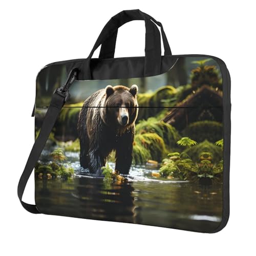 WZYWHJ Brown Bear Pounce Prints Laptoptasche – mit weichem Innenfutter, mehreren Taschen – ideal für Männer, Reisen und Business, Schwarz, 13 inch WZYWHJ Brown Bear Pounce Prints Laptoptasche – mit weichem Innenfutter, mehreren Taschen – ideal für Männer, Reisen und Business, Schwarz, 13 inch von WZYWHJ