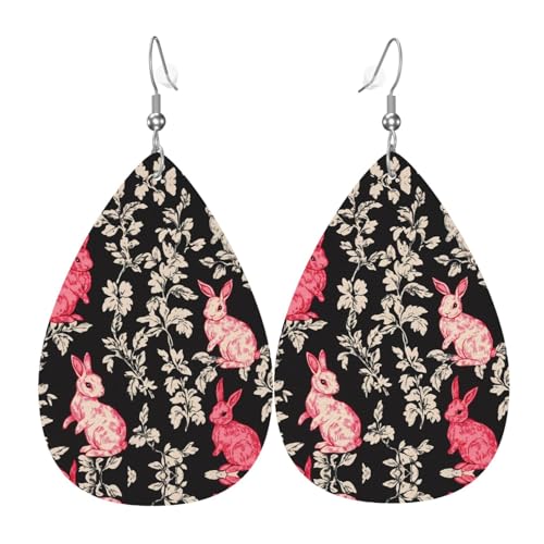 WZYWHJ Bunny Flower Prints Damen Leder Ohrringe Einfache Wassertropfen Anhänger Mode Urlaub Geschenk WZYWHJ Bunny Flower Prints Damen Leder Ohrringe Einfache Wassertropfen Anhänger Mode Urlaub Geschenk von WZYWHJ