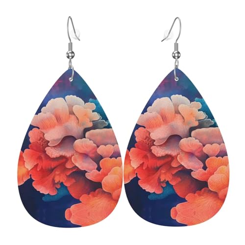 WZYWHJ Bunte Ginkgoblätter, Leder-Ohrringe, einfacher Wassertropfen-Anhänger, modisches Urlaubsgeschenk von WZYWHJ
