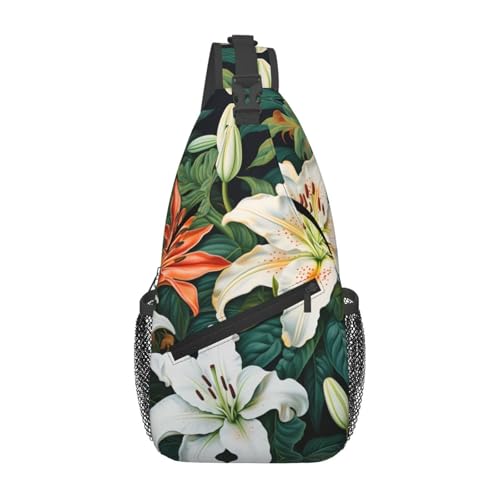 WZYWHJ Bunte Lilien bedruckte Herren-Umhängetasche mit hoher Speicherkapazität und verstellbarem Schultergurt WZYWHJ Bunte Lilien bedruckte Herren-Umhängetasche mit hoher Speicherkapazität und verstellbarem Schultergurt von WZYWHJ