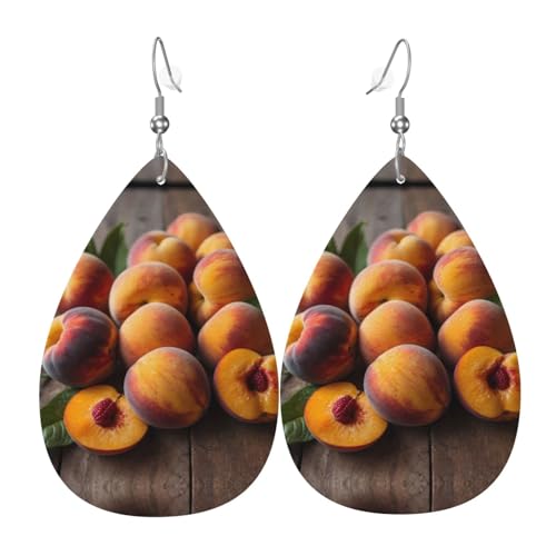 WZYWHJ Bunte Pfirsich-Bild, Damen-Leder-Ohrringe, einfacher Wassertropfen-Anhänger, modisches Urlaubsgeschenk von WZYWHJ