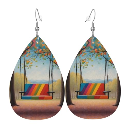 WZYWHJ Bunte Schaukeln, Leder-Ohrringe, einfacher Wassertropfen-Anhänger, modisches Urlaubsgeschenk von WZYWHJ