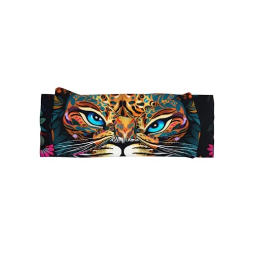 WZYWHJ Buntes Leopardenkopf-Bild mit Babyschleife und elastischem, weichem Haarschmuck für Neugeborene und Mädchen von WZYWHJ