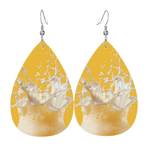 WZYWHJ Cheese Sprinkles Prints Damen Leder Ohrringe Einfache Wassertropfen Anhänger Mode Urlaub Geschenk von WZYWHJ