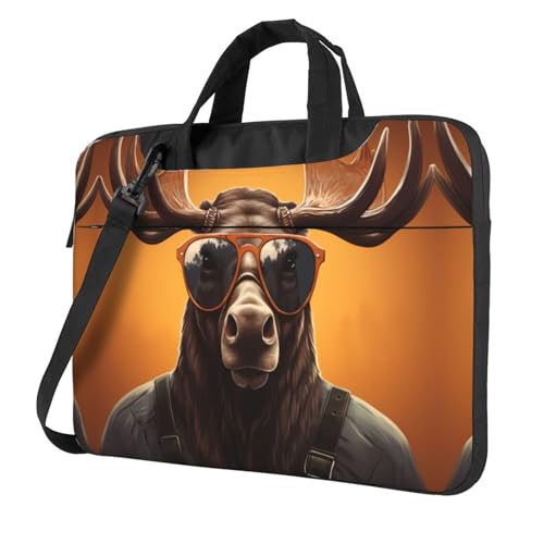 WZYWHJ Cool Moose Prints Laptoptasche – mit weichem Innenfutter, mehreren Taschen – ideal für Herren, Reisen und Business, Schwarz, 13 Zoll WZYWHJ Cool Moose Prints Laptoptasche – mit weichem Innenfutter, mehreren Taschen – ideal für Herren, Reisen und Business, Schwarz, 13 Zoll von WZYWHJ