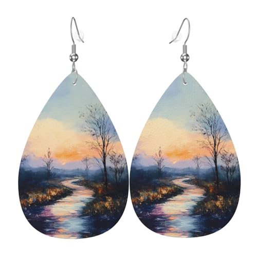 WZYWHJ Country Road Prints Damen Leder Ohrringe Einfache Wassertropfen Anhänger Mode Urlaub Geschenk WZYWHJ Country Road Prints Damen Leder Ohrringe Einfache Wassertropfen Anhänger Mode Urlaub Geschenk von WZYWHJ