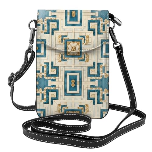WZYWHJ Crosshatching Pattern Printing Leather Crossbody Flap Phone Bag - Versatile Gift for Women Walking, Camping, Shopping, and Travel von WZYWHJ