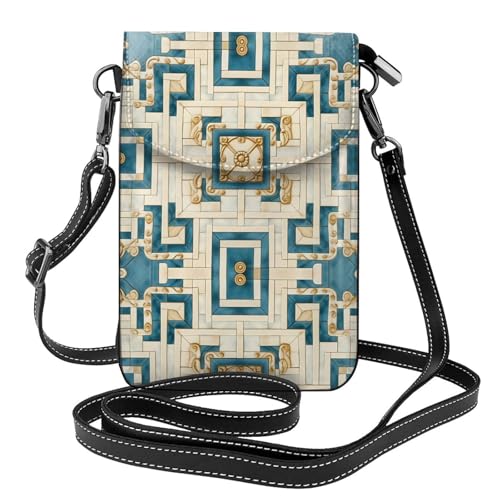 WZYWHJ Crosshatching Pattern Printing Leather Crossbody Flap Phone Bag - Versatile Gift for Women Walking, Camping, Shopping, and Travel von WZYWHJ
