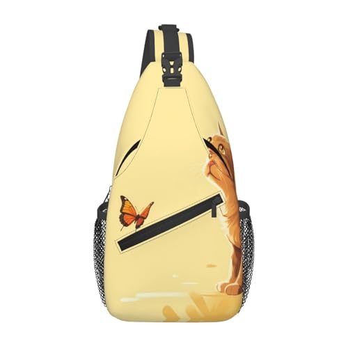 WZYWHJ Crouching Cat Printed Herren Casual Crossbody Brusttasche mit hoher Speicherkapazität und verstellbarem Schultergurt von WZYWHJ