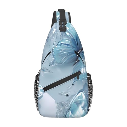 WZYWHJ Crystal Butterfly Printed Herren Casual Crossbody Brusttasche mit hoher Speicherkapazität und verstellbarem Schultergurt von WZYWHJ
