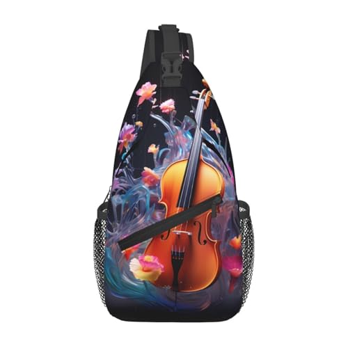 WZYWHJ Crystal Cello Printed Herren Casual Crossbody Brusttasche mit hoher Speicherkapazität und verstellbarem Schultergurt von WZYWHJ