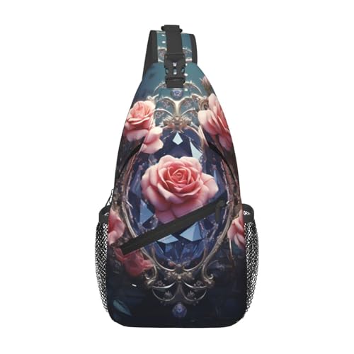 WZYWHJ Crystal Pink Rose Printed Herren Casual Crossbody Brusttasche mit hoher Speicherkapazität und verstellbarem Schultergurt WZYWHJ Crystal Pink Rose Printed Herren Casual Crossbody Brusttasche mit hoher Speicherkapazität und verstellbarem Schultergurt von WZYWHJ